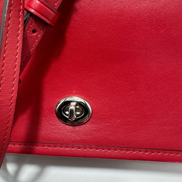 COACH Red Penny Smooth Glove Calf Leather Shoulder Crossbody Bag - Picture 13 of 14